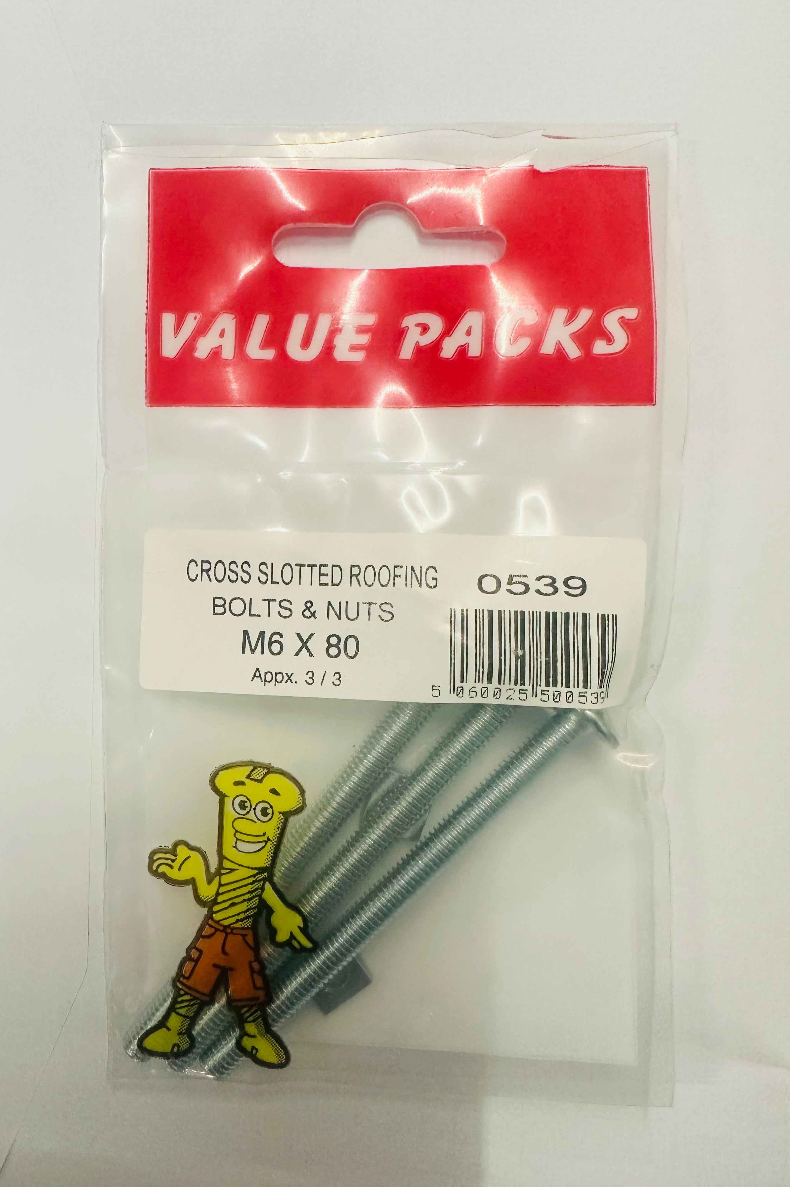 Homeware Essentials Slotted Roofing Bolts & Nuts (M6 x 80mm) Homeware Essentials Slotted Roofing Bolts & Nuts (M6 x 80mm)